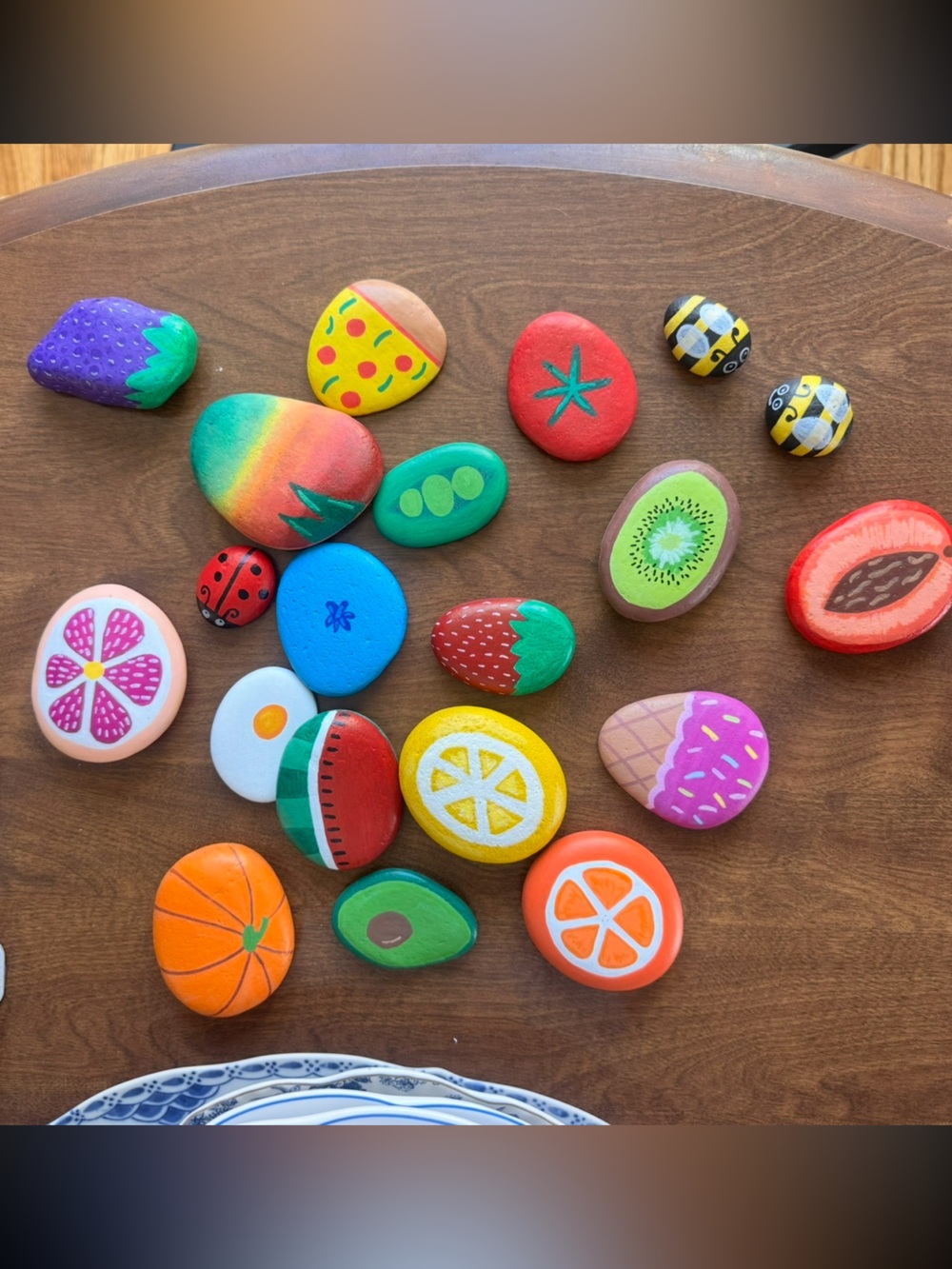 Hand-Painted Fruit & Food Rock Set for Kids - Outdoor Mud Kitchen & Garden - Picture 2 of 2